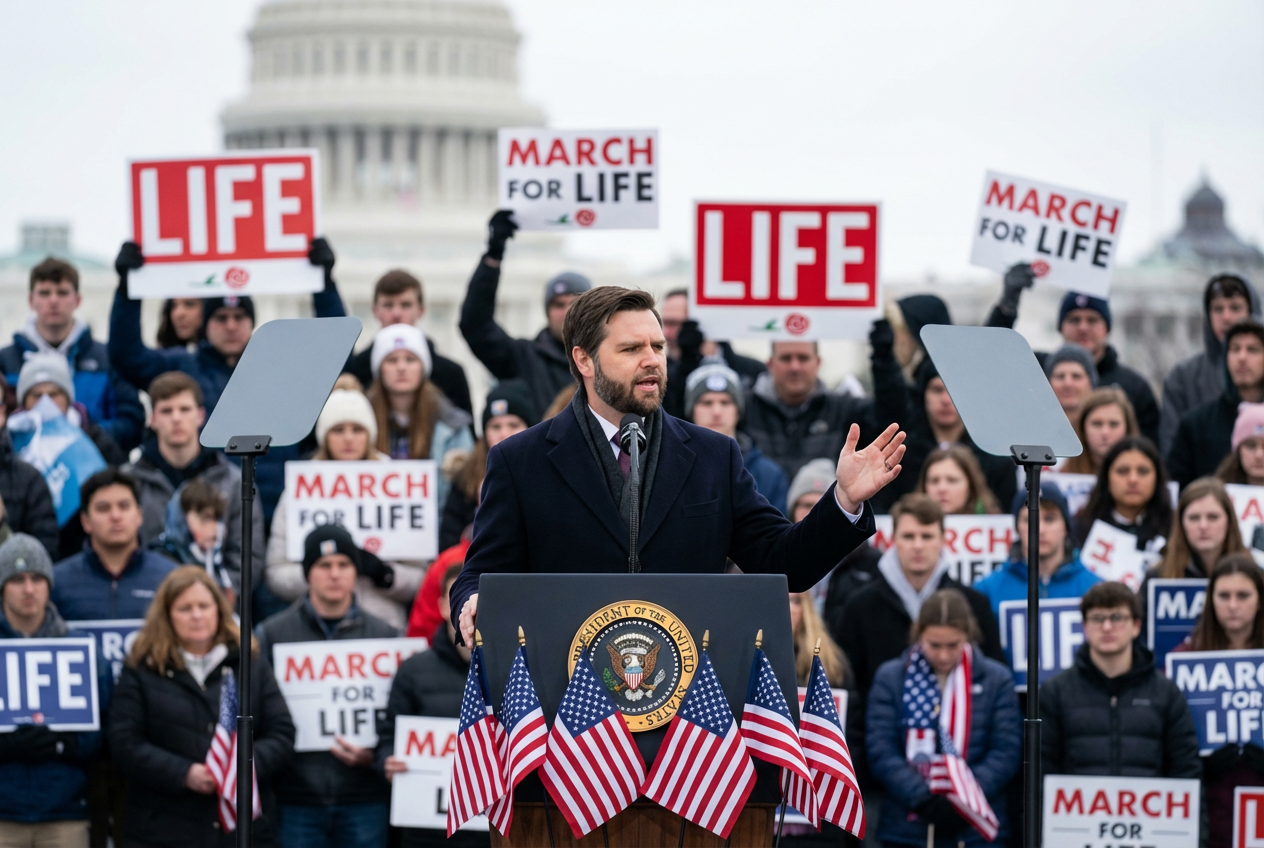 Vance Fires Up Pro-Life Crowd at DC Rally