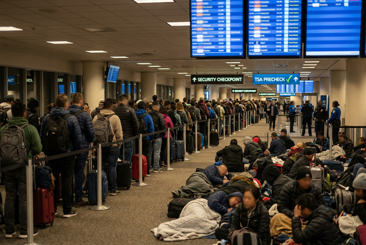 Travelers Sleep in Airports as Democrats Prioritize Illegal Aliens Over Americans