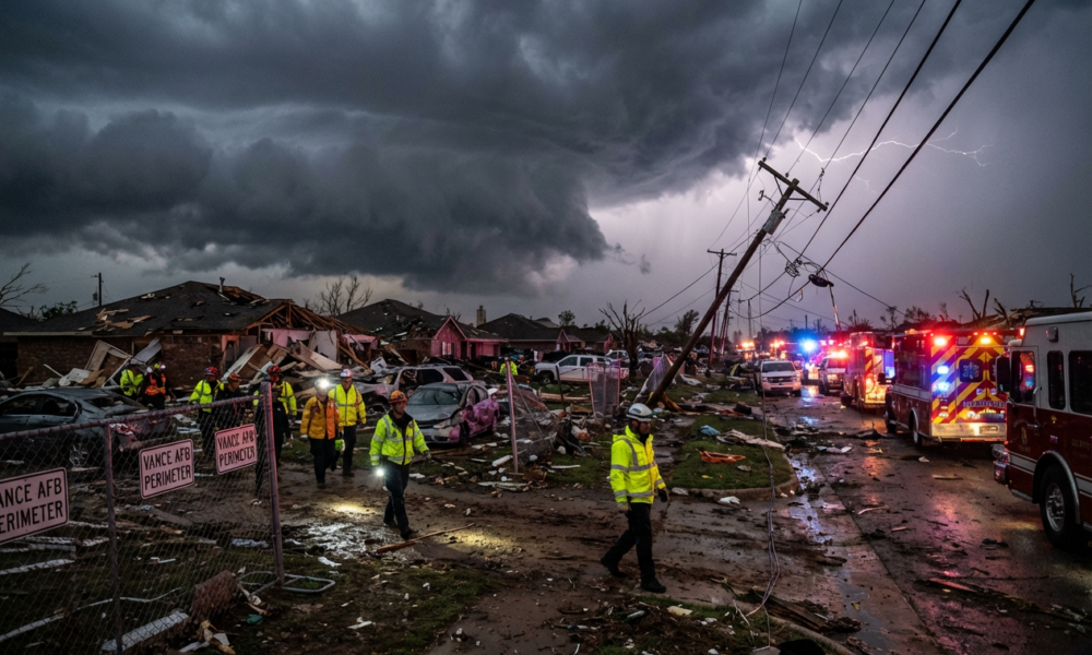 Footage Shows Tornado's Impact on Vance Air Force Base
