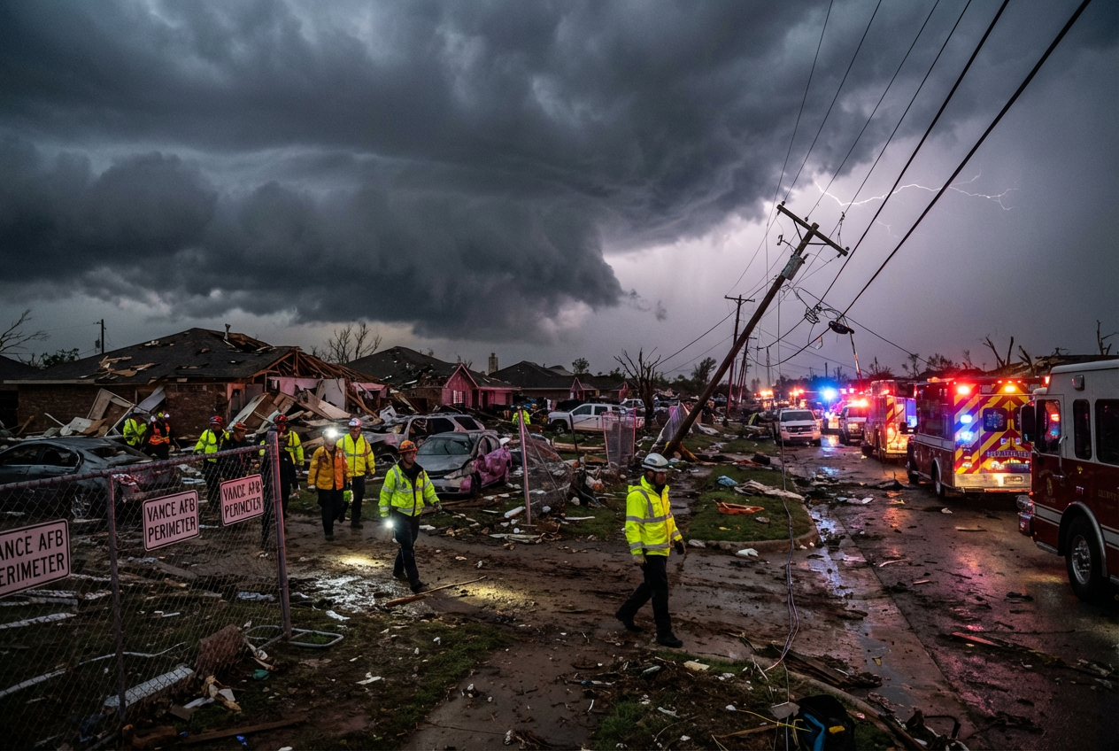 Footage Shows Tornado's Impact on Vance Air Force Base
