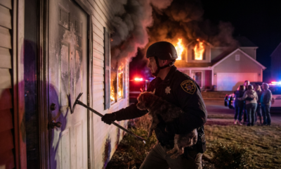 Sheriff's deputy kicks in door during Colorado fire rescue